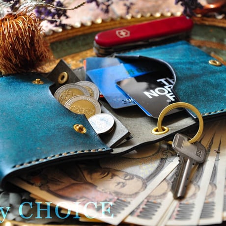 イタリアンレザー・革新のプエブロ・コンパクト２つ折り財布（オルテシア×グリージオ）