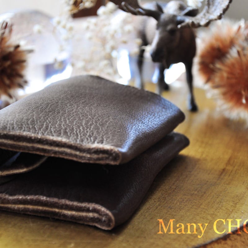 やみつきエルクのコンパクト2つ折り財布（焦げ茶） | 時を刻む革小物