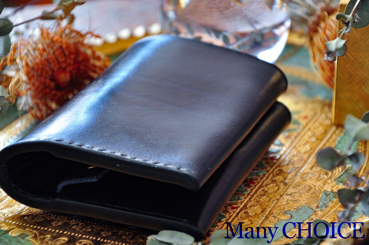 革の宝石ルガトー・コンパクト2つ折り財布（紺） | 時を刻む革小物