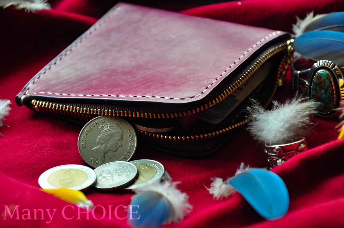 イタリアンオイルバケッタレザー・L型財布（葡萄酒） | 時を刻む革小物