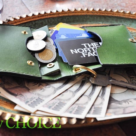 イタリアンバケッタ・エルバマット・コンパクト２つ折り財布（グリーンアップル）