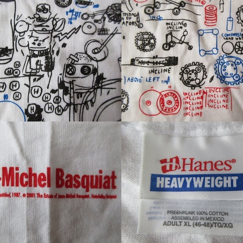 VINTAGE ヴィンテージ 1993 Neues Museum JEAN-MICHEK BASQUIAT Discography One ジャン ミシェル バスキア グラフィックプリント 半袖Tシャツ ホワイト505センチ袖丈