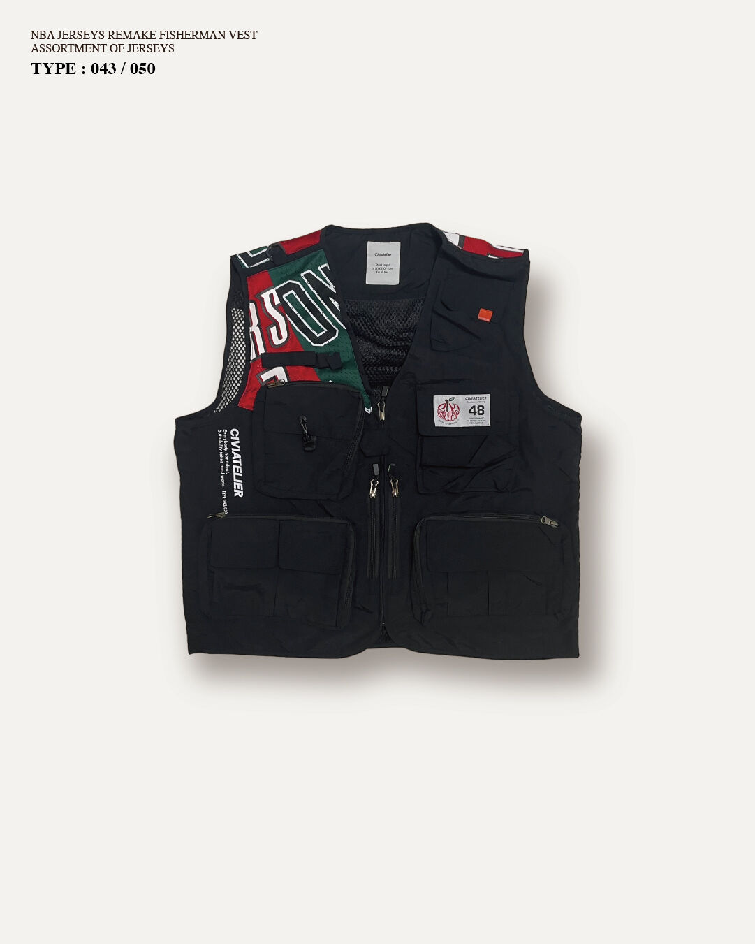 No.043 : BLACK L 】NBA JERSEYS REMAKE FISHERMA