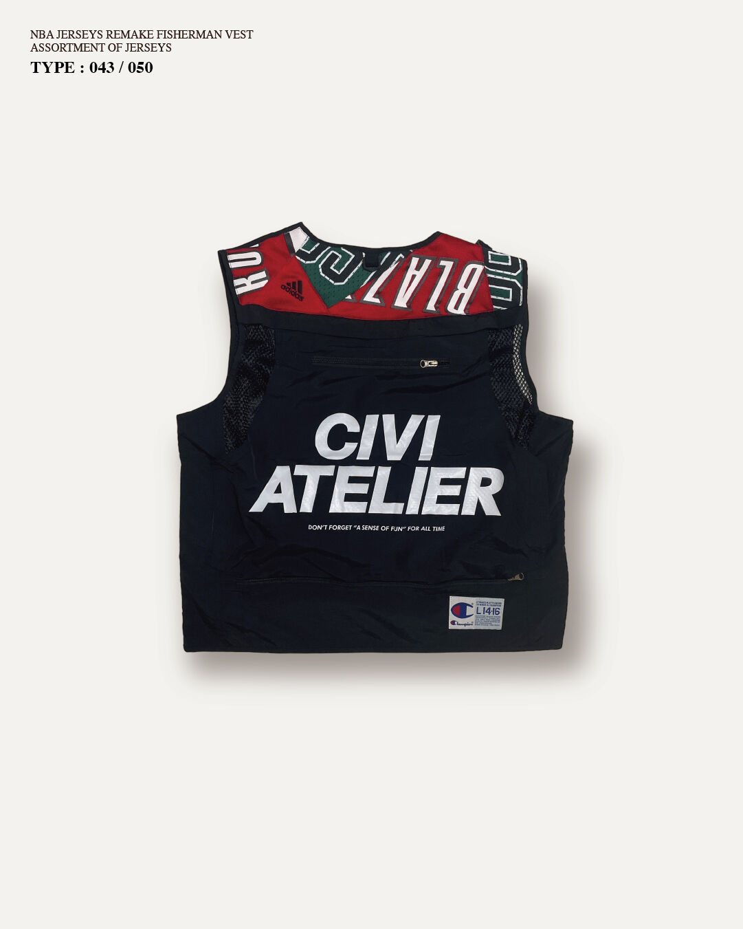 【No.043 : BLACK L 】NBA JERSEYS REMAKE FISHERMAN VEST