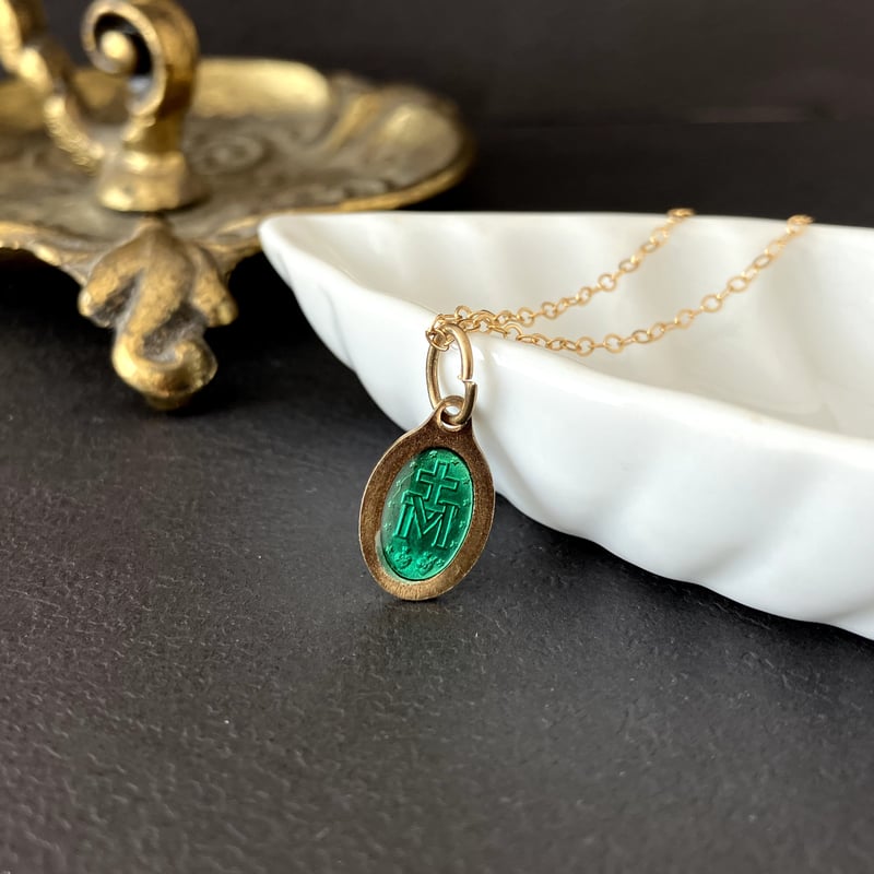 エメラルド}フランス奇跡のメダイのネックレス - green | jewelry MARINA