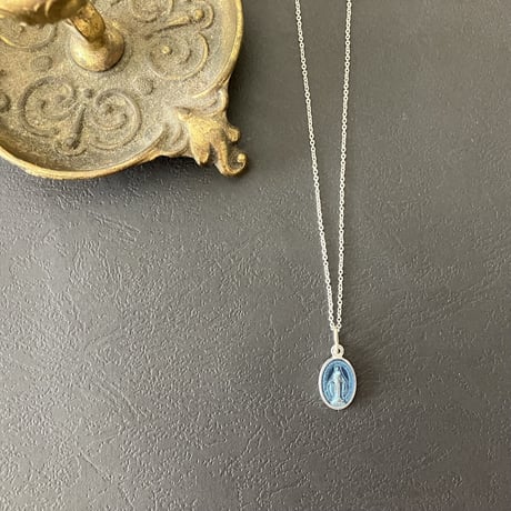{ブルーメノウ}フランス奇跡のメダイのネックレス S - Blue silver
