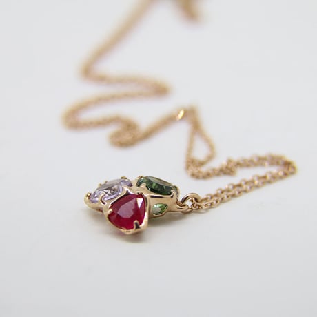 Treasure box Necklace Ruby Spinel Tourmaline