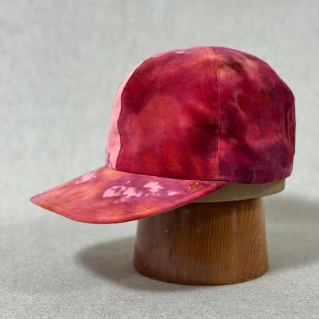 【手染め別珍一点もののキャップ】アイスダイRed-柄F／60-62cm