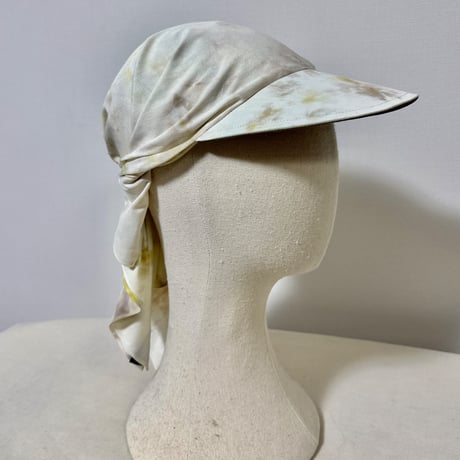 70cm Carré／【一点もの】手染め 月虹Yellow x Gray スカーフキャップ70cm角