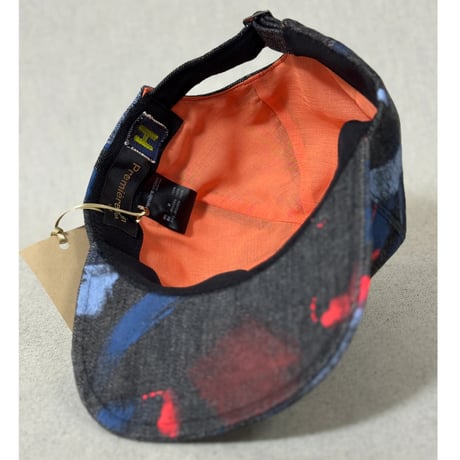 【HIROKO FUKUCHIコラボペイントキャップ／ブラックデニムxブルーレッドペイント／一点もの／56-58cm】