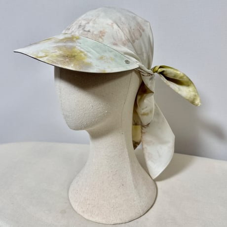 70cm Carré／【一点もの】手染め 月虹Yellow x Gray スカーフキャップ70cm角