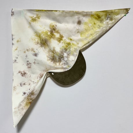 70cm Carré／【一点もの】手染め 月虹Yellow x Gray スカーフキャップ70cm角