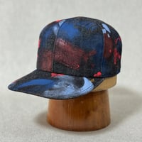 【HIROKO FUKUCHIコラボペイントキャップ／ブラックデニムxブルーレッドペイント／一点もの／56-58cm】
