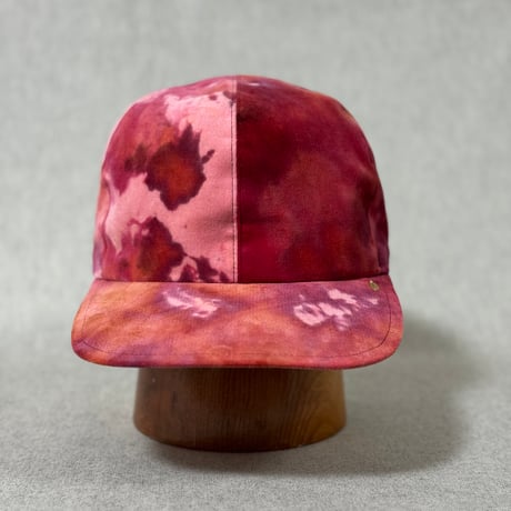 【手染め別珍一点もののキャップ】アイスダイRed-柄F／60-62cm