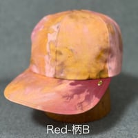 【手染めデニム一点もののキャップ】アイスダイRed-柄B／56-58cm