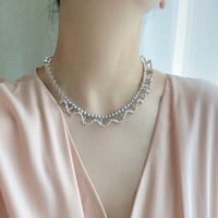 ⅓ frill necklace / クォーツ × グレーパール