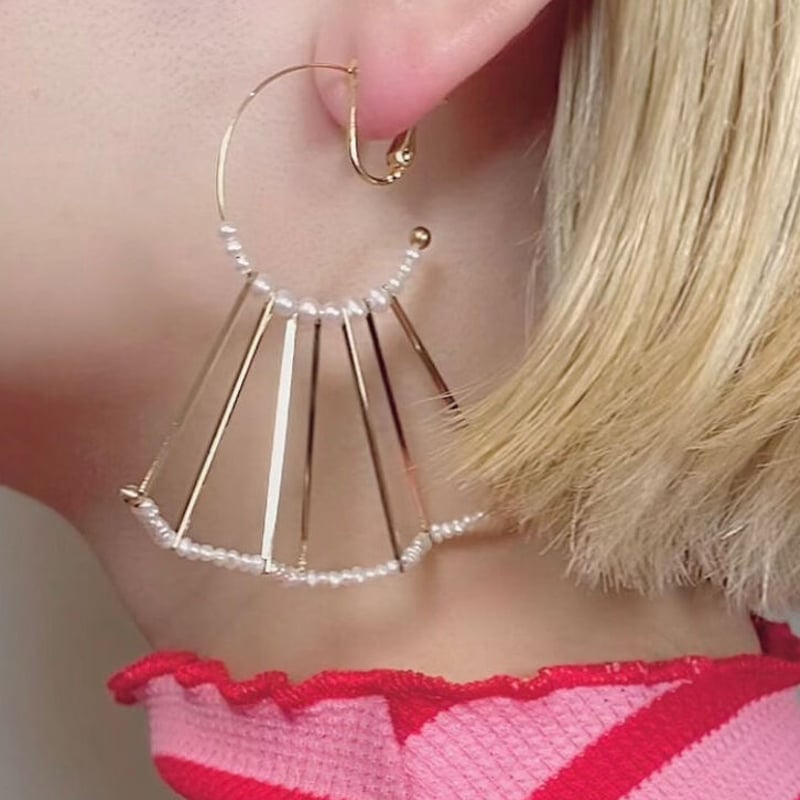 C.A.D Tokyo　フリルロングピアス　淡水真珠　ケシパール　ジュエリー C.A.D Tokyoフリルロングピアス淡水真珠ケシパールジュエリー