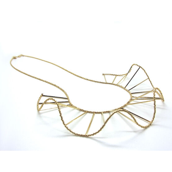 フリルビーズネックレス / ビーズ / ゴールド・シルバーロング