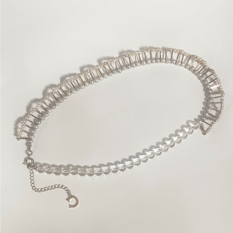 ⅓ frill necklace / クォーツ × グレーパール