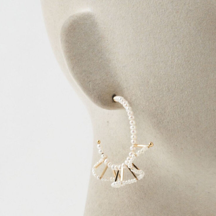 C.A.D. Tokyo パール クリスタル ガラス ピアス ① 楽天市場】HARIO ピアス スノーパール K10 | ハリオ ガラス