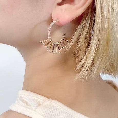 フリルパールピアス/サクラパール