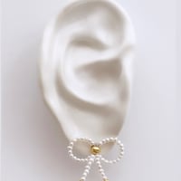 リボンピアス/パール〈ペア〉