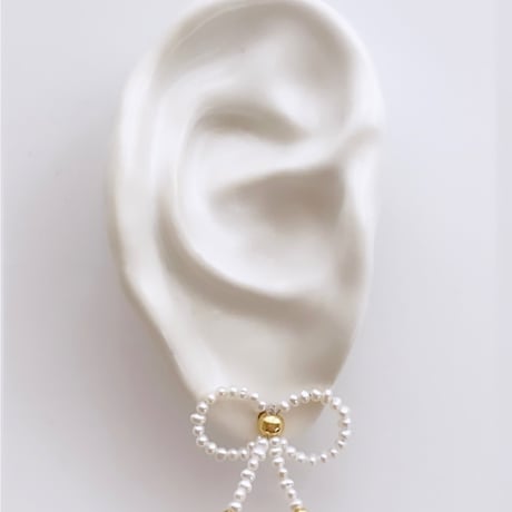 リボンピアス/パール〈ペア〉 | C.A.D. Tokyo online store