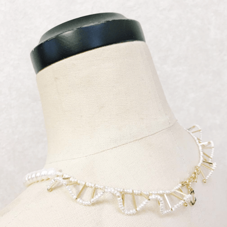 【CAD】フリルネックレス ビーズネックレス ビーズ ゴールド　パーティー フリルネックレス | STORES