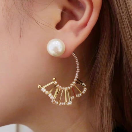 フリルパールピアス/サクラパール