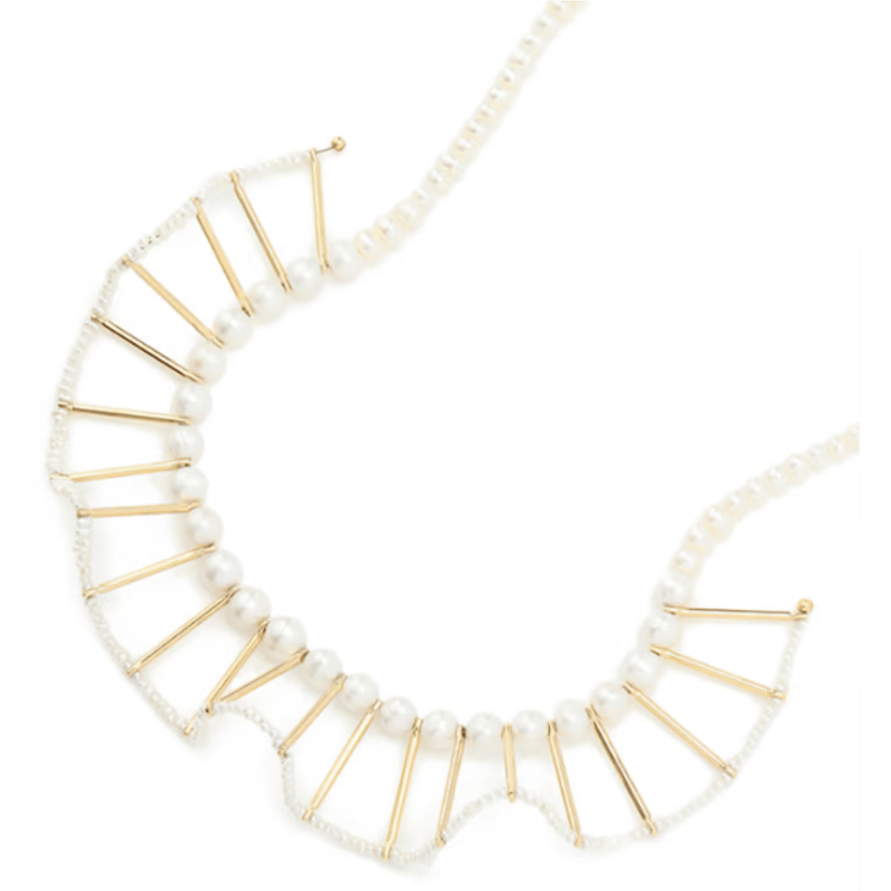 【CAD】フリルネックレス ビーズネックレス ビーズ ゴールド　パーティー フリルビーズネックレス / ビーズ / ゴールド・シルバーロング