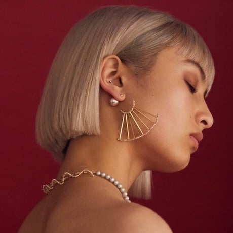 C.A.D Tokyo　フリルロングピアス　淡水真珠　ケシパール　ジュエリー C.A.D Tokyoフリルロングピアス淡水真珠ケシパールジュエリー