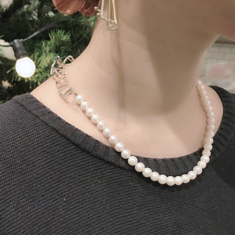 C.A.D フリルパールネックレス　drama HPFrance 結婚式　アクセ フリルパールロングネックレス / ロング丈 / ロングスティック
