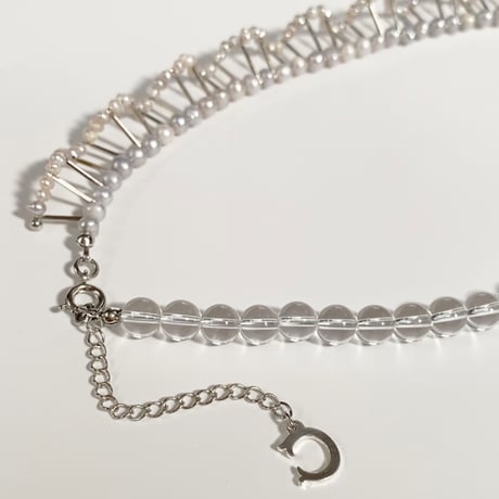 ⅓ frill necklace / クォーツ × グレーパール