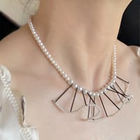 【CAD】フリルネックレス ビーズネックレス ビーズ ゴールド　パーティー フリルビーズネックレス / ビーズ / ゴールド・シルバーロング