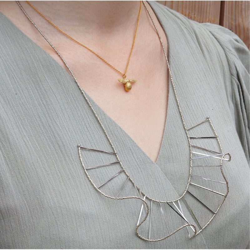 フリルビーズネックレス / ビーズ / ゴールド・シルバーロング