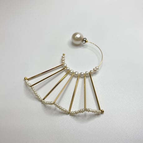フリルパールピアス /  ロングスティック