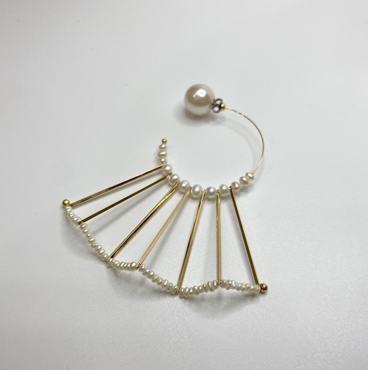 C.A.D. Tokyo パール クリスタル ガラス ピアス ① フリルパールピアス / ロングスティック | C.A.D. Tokyo online