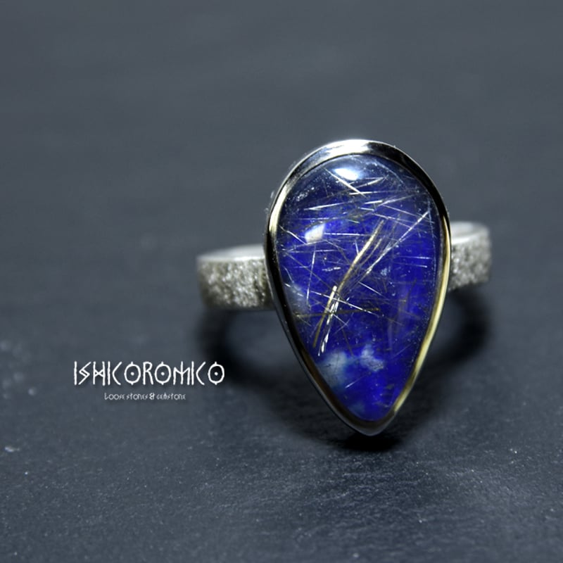 64【天然ルチルクォーツ】【天然ロイヤルブルーサファイア】3【天然ラピスラズリ】 サファイア 天然宝石 サファイアルース ティールブルー