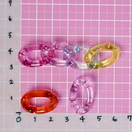 クリア ツイスト チェーンリング  30個☆ハンドメイド☆パーツ☆素材☆キッズアクセサリー☆かわいい☆ゆめかわいい☆パステル☆