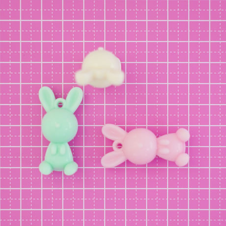 パステル うさぎ チャーム 6個 ☆ハンドメイド☆パーツ☆素材☆キッズアクセサリー☆かわいい☆ゆめかわいい☆パステル☆ファンシーぷらんたん