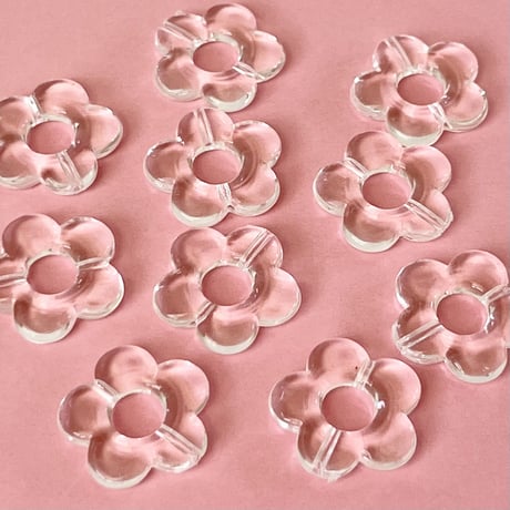 クリア 透明 お花ビーズ  20個 ☆ハンドメイド☆パーツ☆素材☆キッズアクセサリー☆かわいい☆ゆめかわいい☆パステル☆ファンシーぷらんたん
