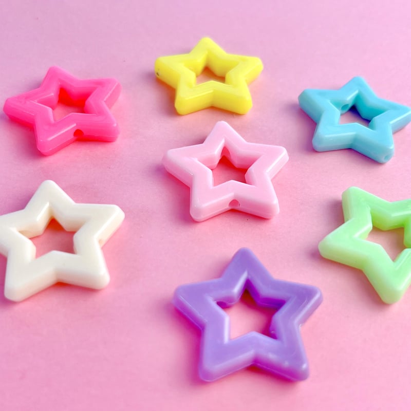 パステル くり抜き 星ビーズ 10個☆ハンドメイド☆パーツ☆素材 
