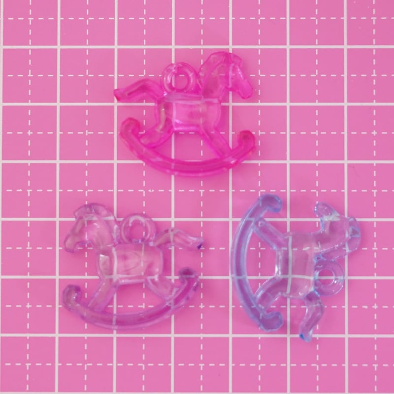 クリア カラフル 木馬チャーム 10個 ☆ハンドメイド☆パーツ