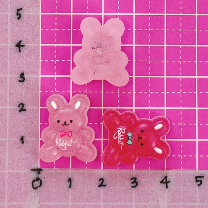 リボン うさぎ スケルトン デコパーツ 10個 ☆ハンドメイド