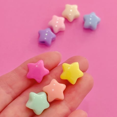 大穴ビーズ パステル 星 8個 ビーズ ☆カスタムボールペン☆ハンドメイド☆パーツ☆素材☆キッズアクセサリー☆かわいい☆ゆめかわいい☆パステル☆