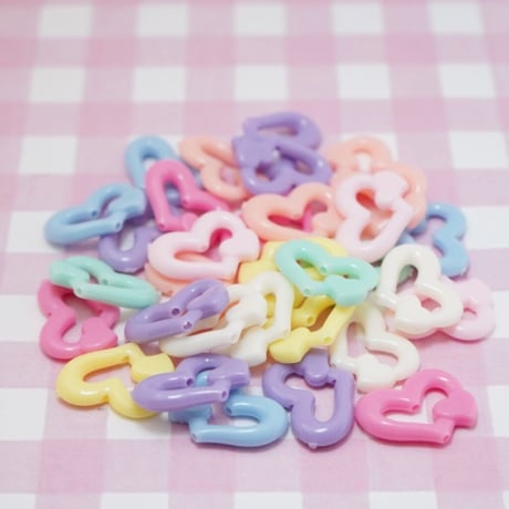 パステル オープンハート ビーズ  20個 ☆ハンドメイド☆パーツ☆素材☆キッズアクセサリー☆かわいい☆ゆめかわいい☆パステル☆ファンシーぷらんたん