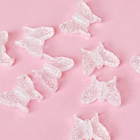 オーロラクリア ちょうちょ ビーズ  20個 ☆ハンドメイド☆パーツ☆素材☆キッズアクセサリー☆かわいい☆ゆめかわいい☆パステル☆ファンシーぷらんたん