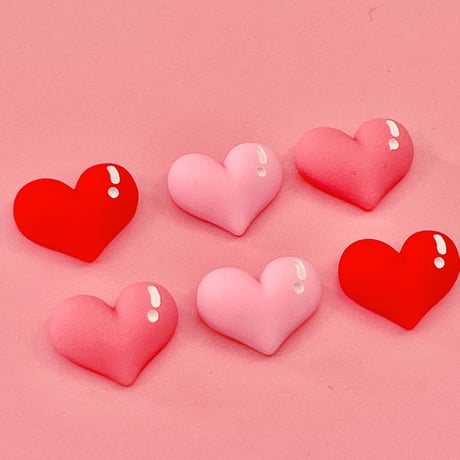 ぷっくり ツヤハート デコパーツ 6個  ☆ハンドメイド☆パーツ☆資材☆キッズアクセサリー☆かわいい☆ゆめかわいい☆パステル☆