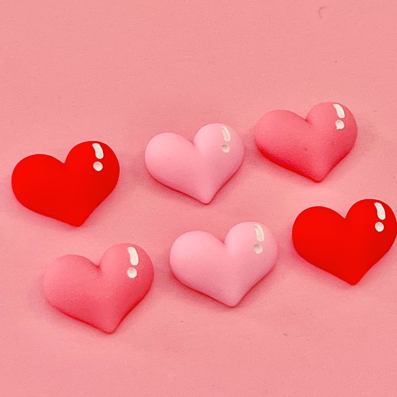 ぷっくり ツヤハート デコパーツ 6個 ☆ハンドメイド☆パーツ☆資材