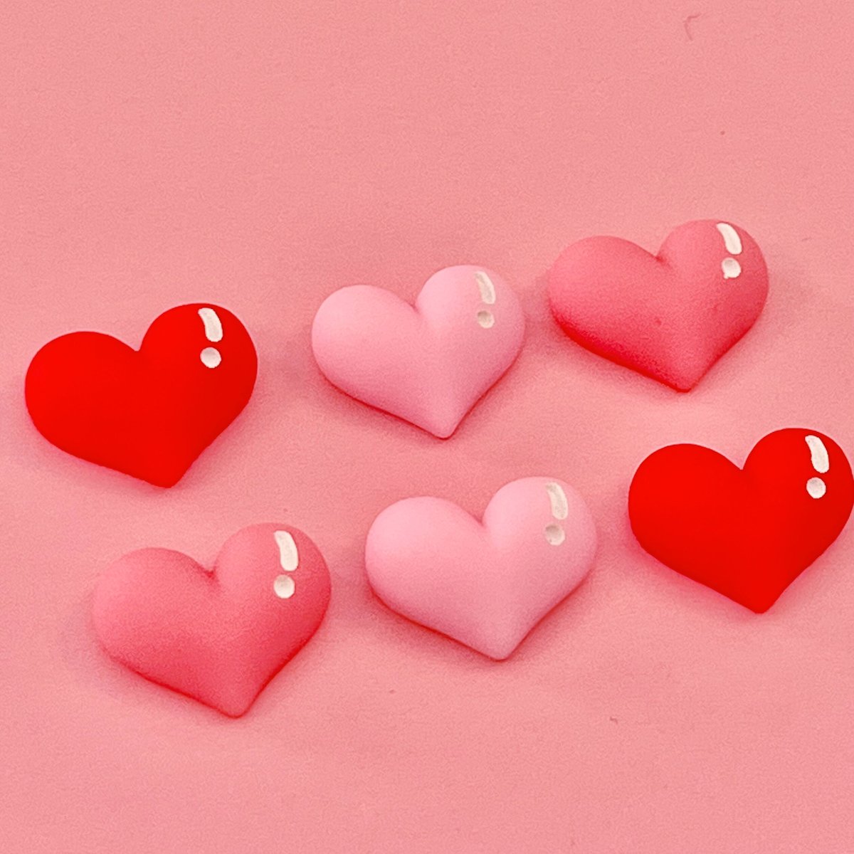 ぷっくり ツヤハート デコパーツ 6個 ☆ハンドメイド☆パーツ☆資材